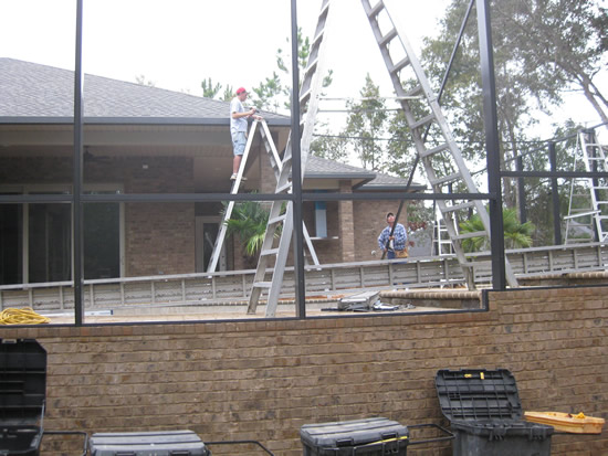 Before installation pool screen enclosure Before installation pool screen enclosure